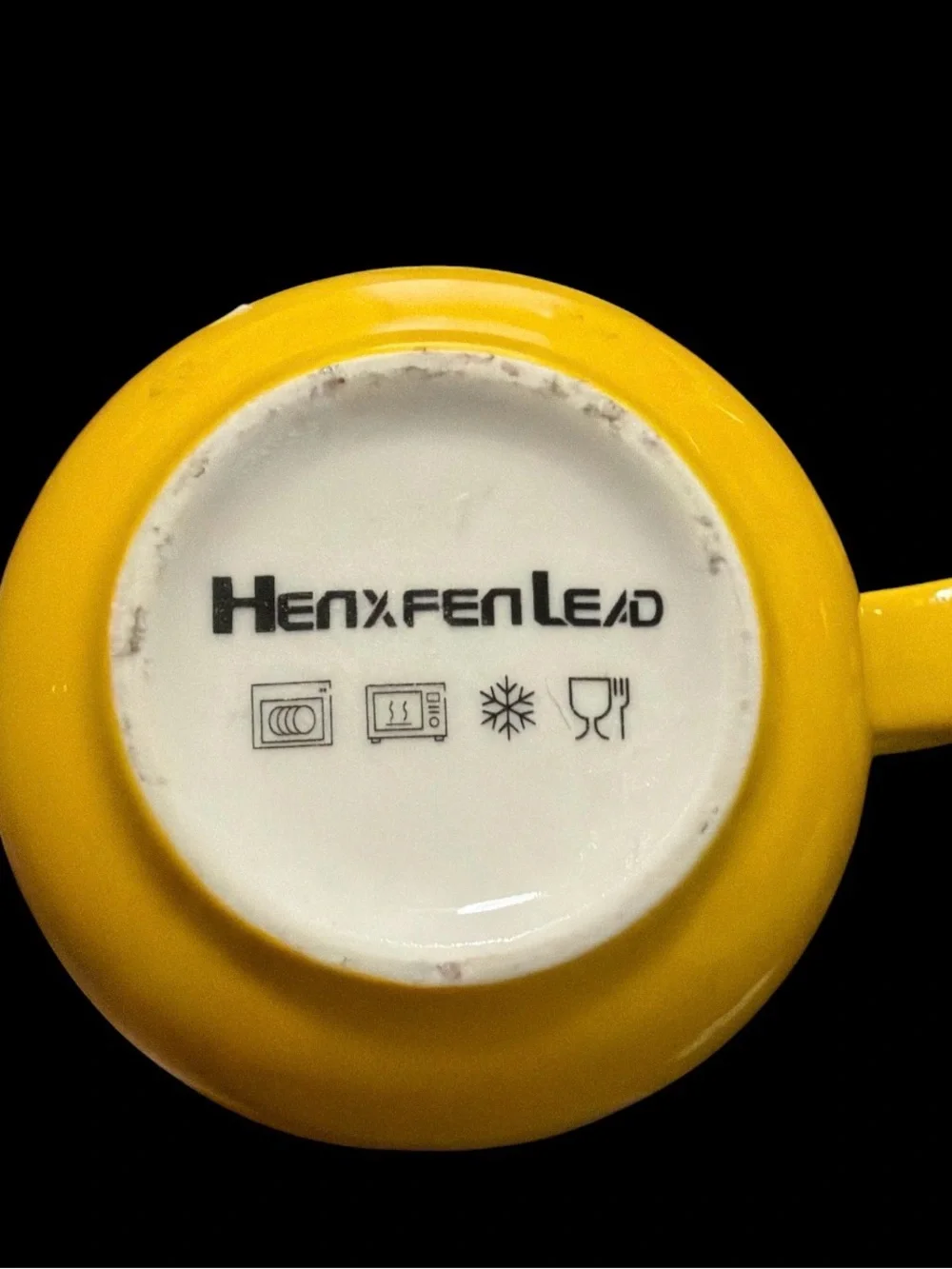 HENXFEN LEAD Boho Ceramic Coffee Mug – Yellow with Blue & Orange Mandala Pattern